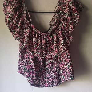 No Boundaries, Floral Off the Shoulder Tank with Skirt Two Piece Set